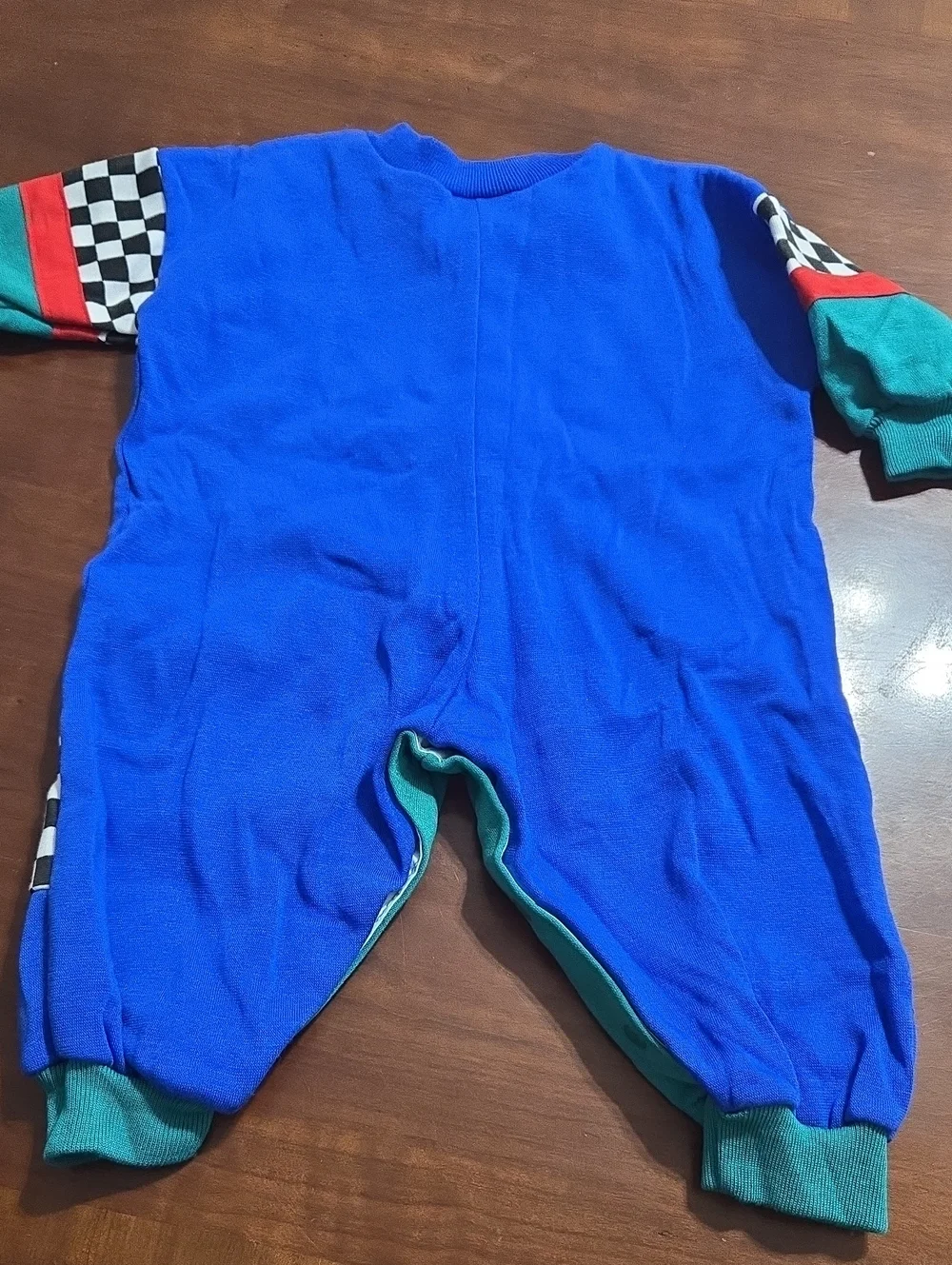 Vintage Joggles Blue & Green Racing One-Piece Romper Sz12m